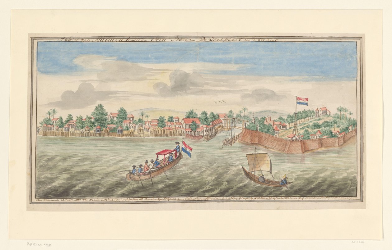 Utsikt över Malacka från havet Utsikten över Malacka kan ses precis ovanför sandplattan på havssidan (titel på objektet) av Jan Keldermans