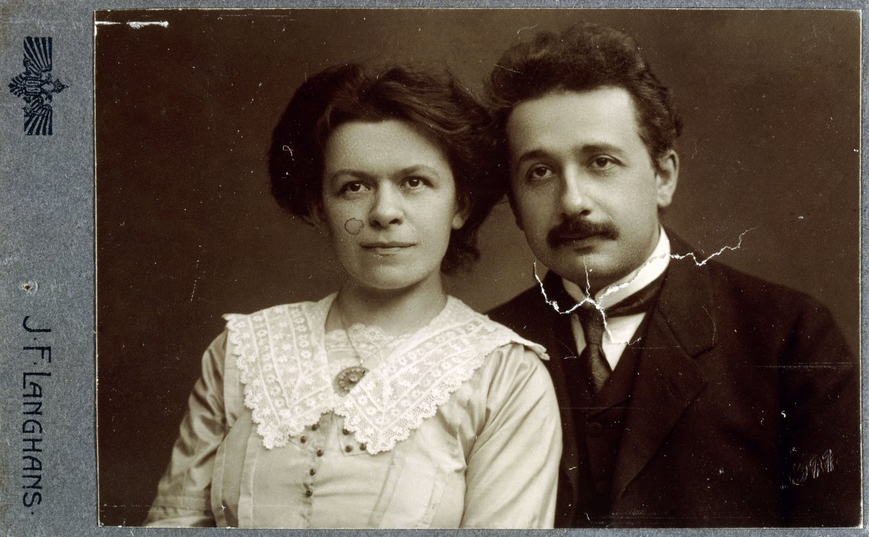Carte-de-visite porträttfotografi av Albert Einsten och Mileva Einstein-Maric 1911, 1911 av Jan Langhans