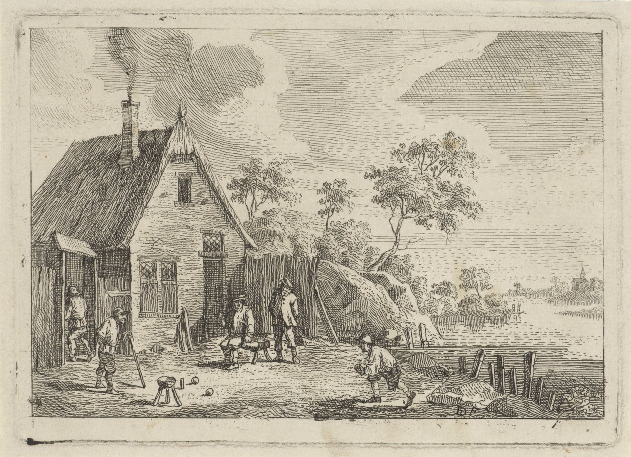 Bönder spelar boule av Jan Lauwryn Krafft (I) (possibly)