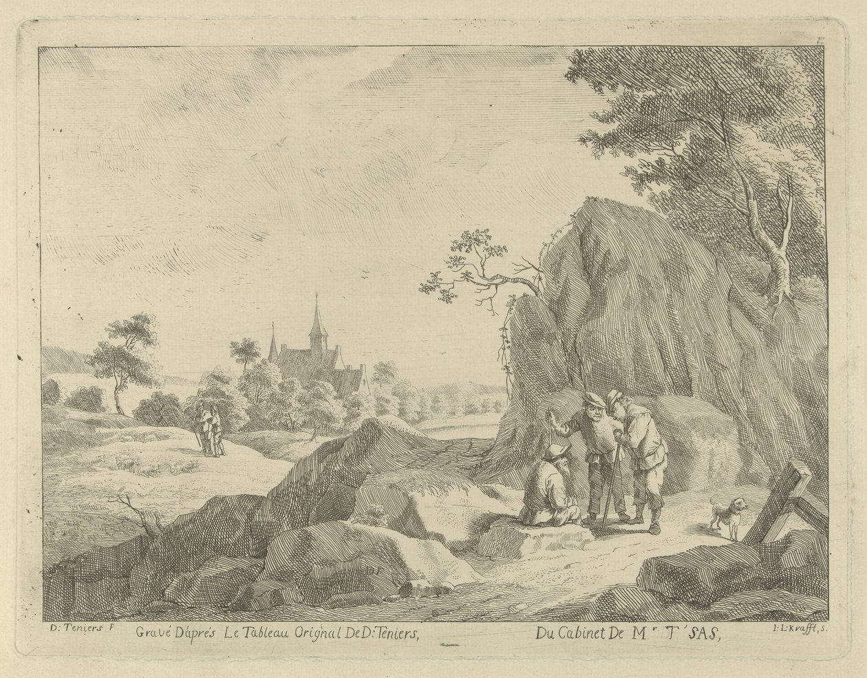 Landskap med resenärer och herdar av Jan Lauwryn Krafft (I)