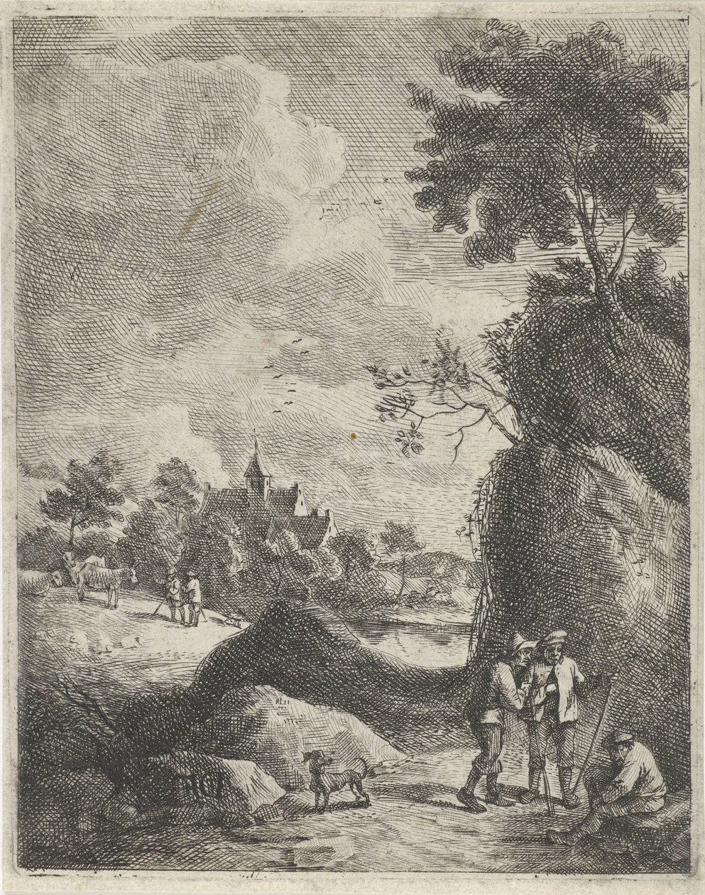 Landskap med resenärer och två herdar av Jan Lauwryn Krafft (I)