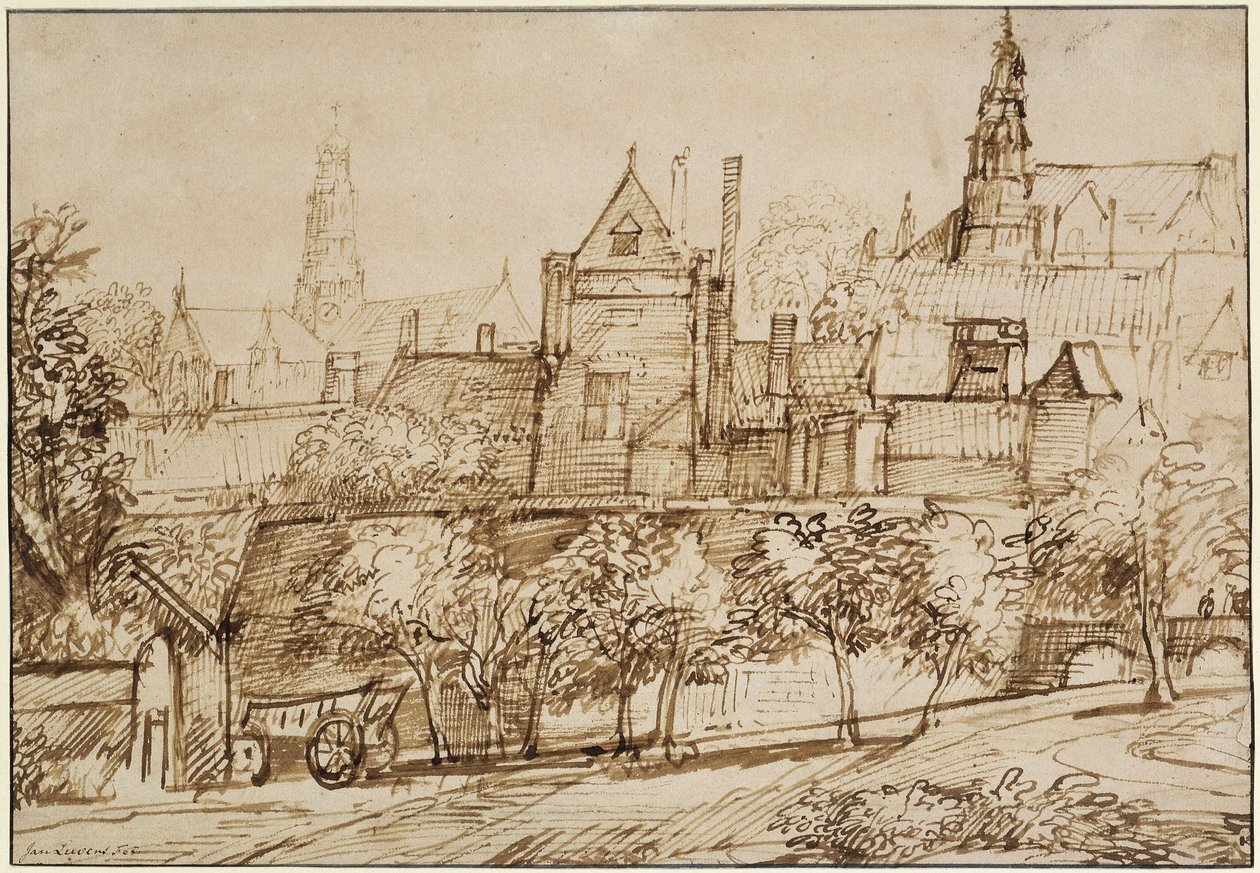 Utsikt över Groote Kerk i Haarlem av Jan Lievens