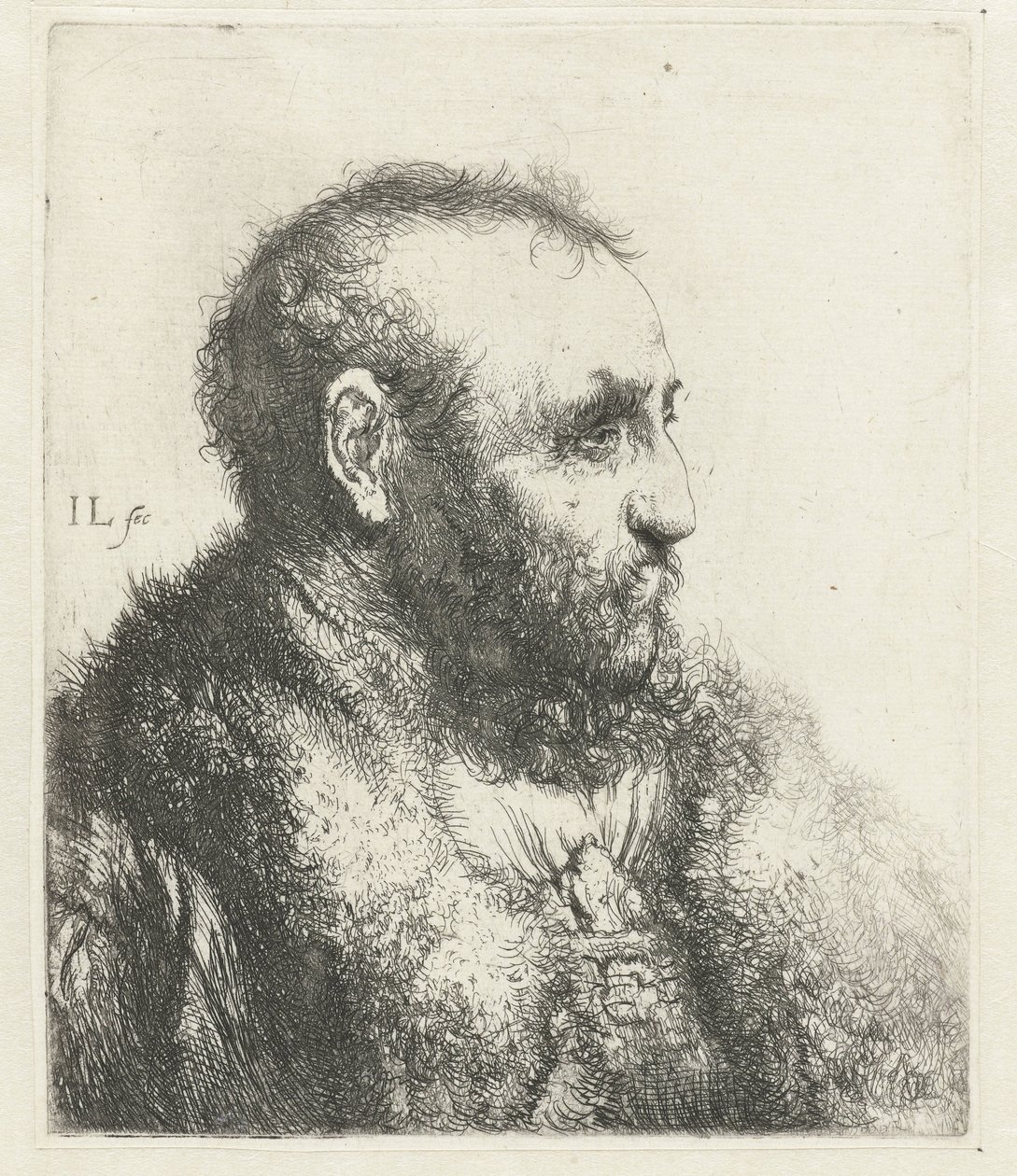 Byst av en gammal man med en päls av Jan Lievens