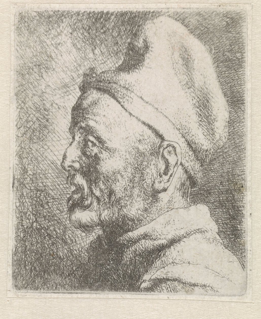 Huvudet på en gammal man med en hög mössa av Jan Lievens
