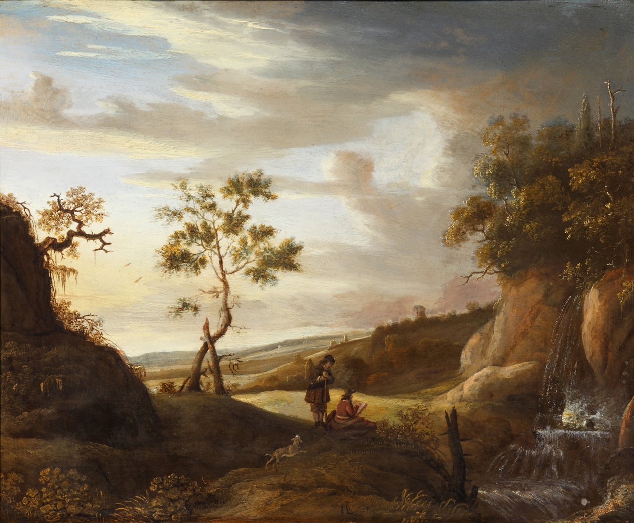 Landskap med en konstnär som målar ett vattenfall, 1640-tal av Jan Lievens