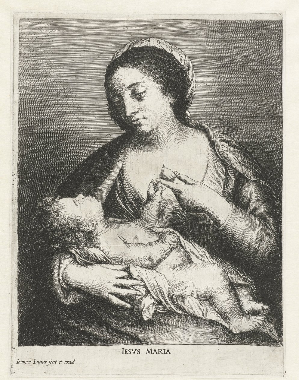Mary med barn och ett päron Iesvs Maria (titel på objekt) av Jan Lievens
