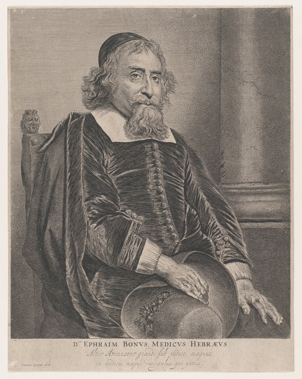 Porträtt av Ephraim Bonus, läkare, 1600-talet. av Jan Lievens