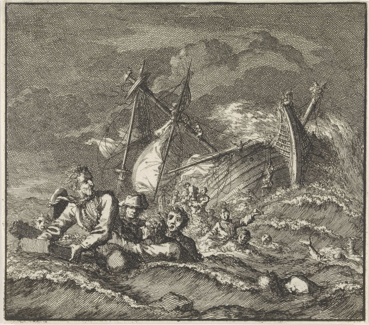 Emblem: skeppsbrott Skeppsbrott med drunknande människor av Jan Luyken