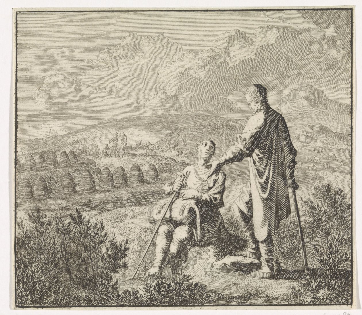 Emblem: fält Landskap med bikupor av Jan Luyken
