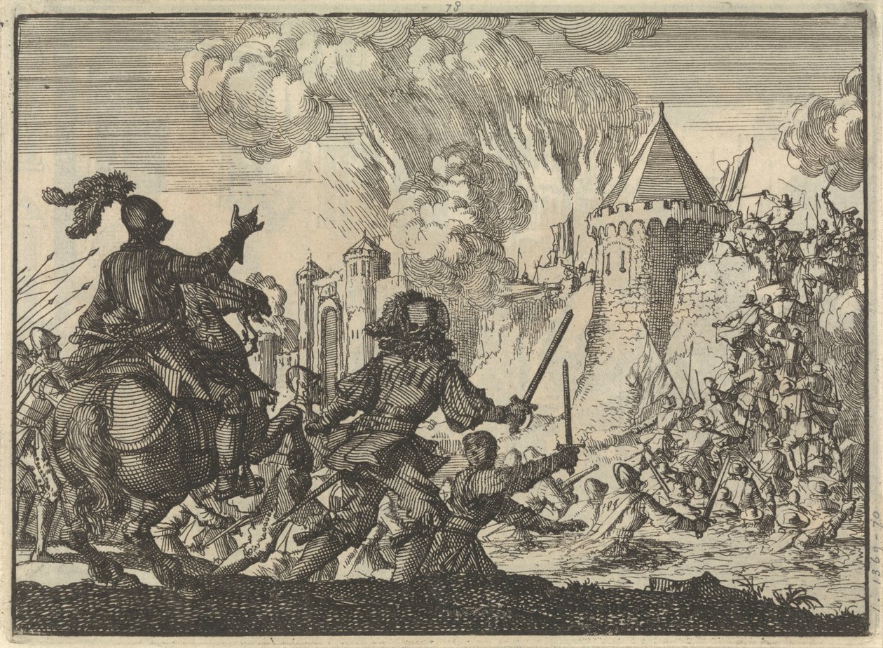 Holländska trupper stormar Tienens mur, 1635 av Jan Luyken