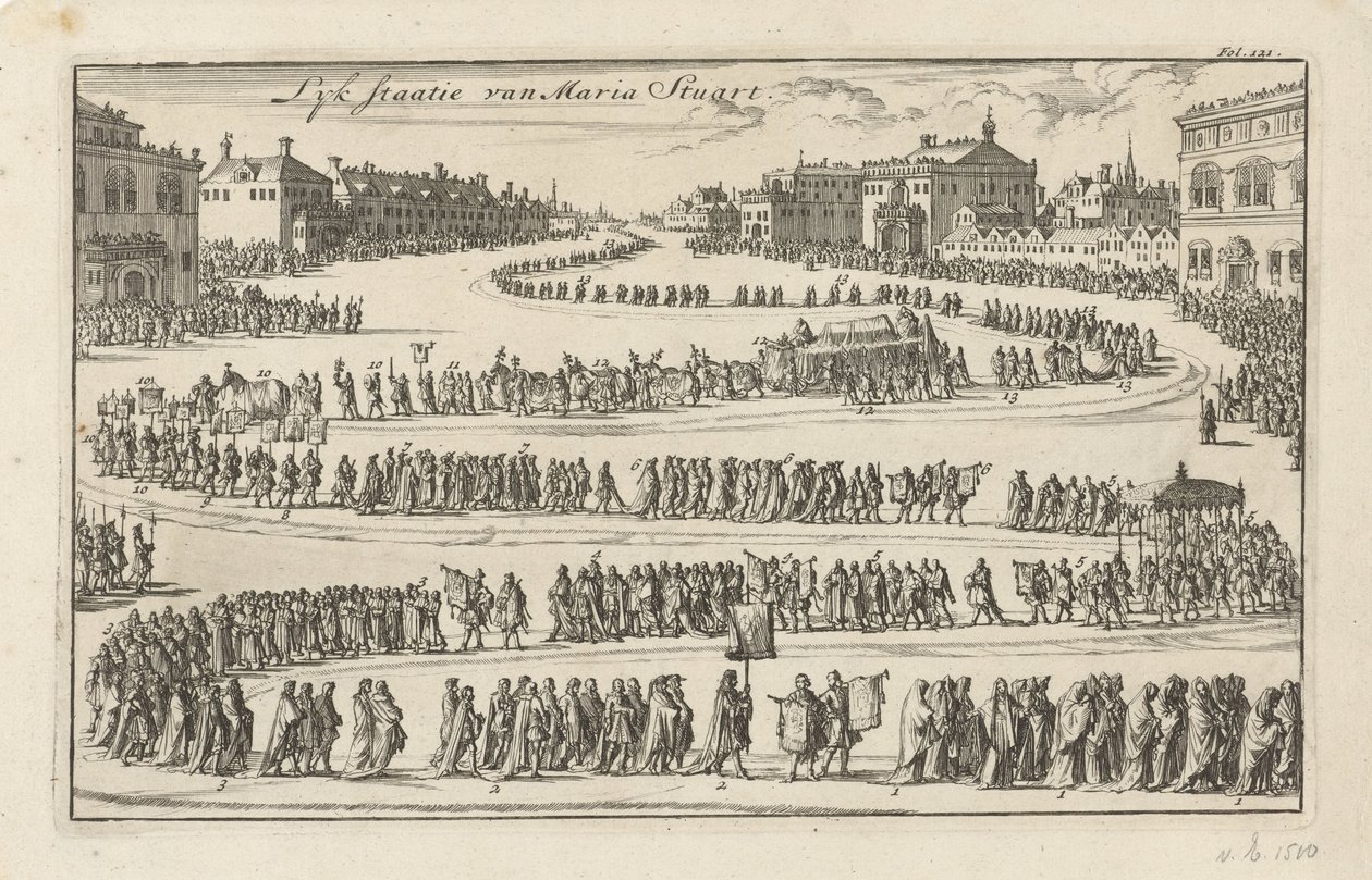 Begravning av drottning Mary II Stuart, 1695 Lyk state of Mary Stuart (titel på objekt) av Jan Luyken