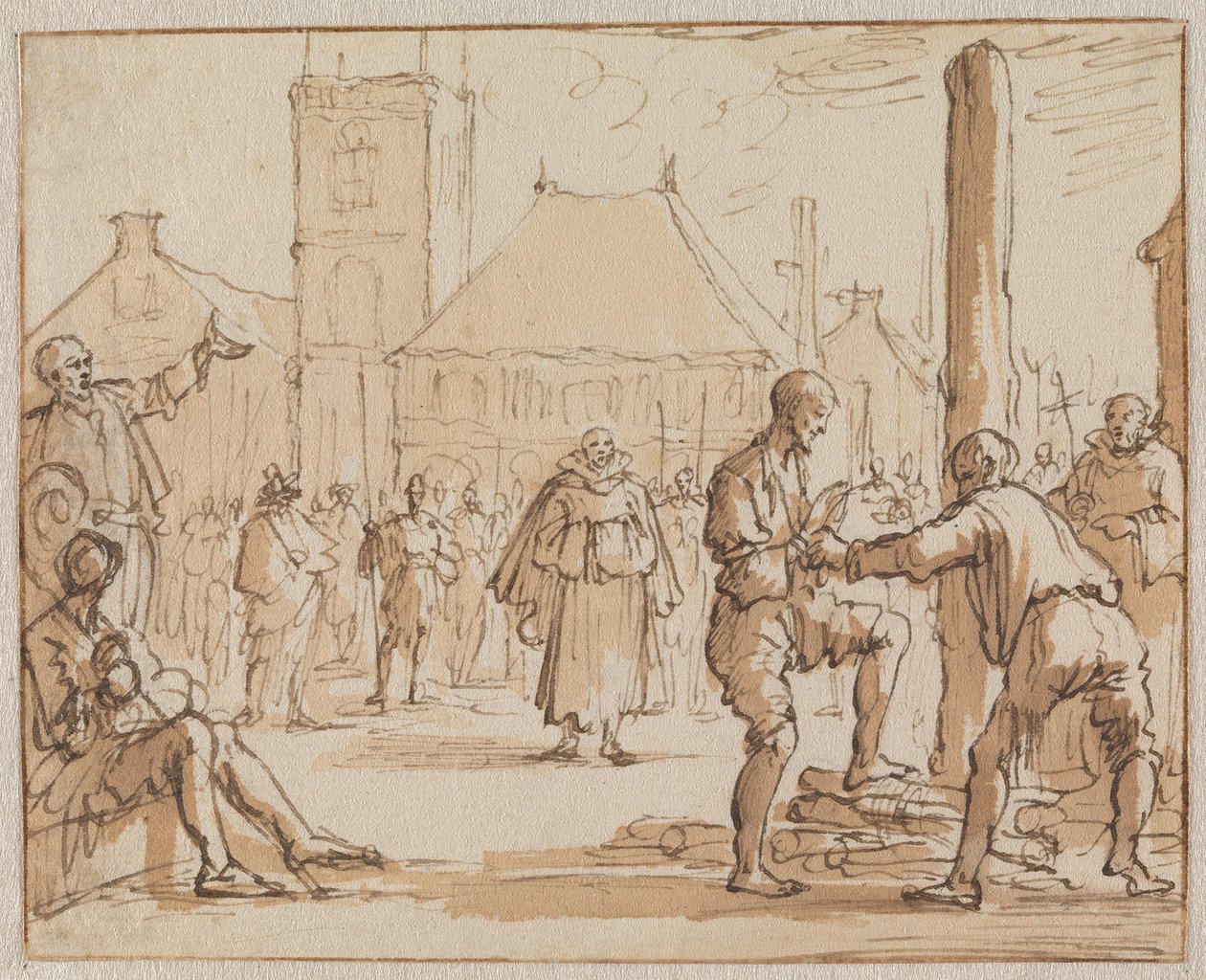 Pieter Bekjen bestiger bålet i Amsterdam år 1569 av Jan Luyken