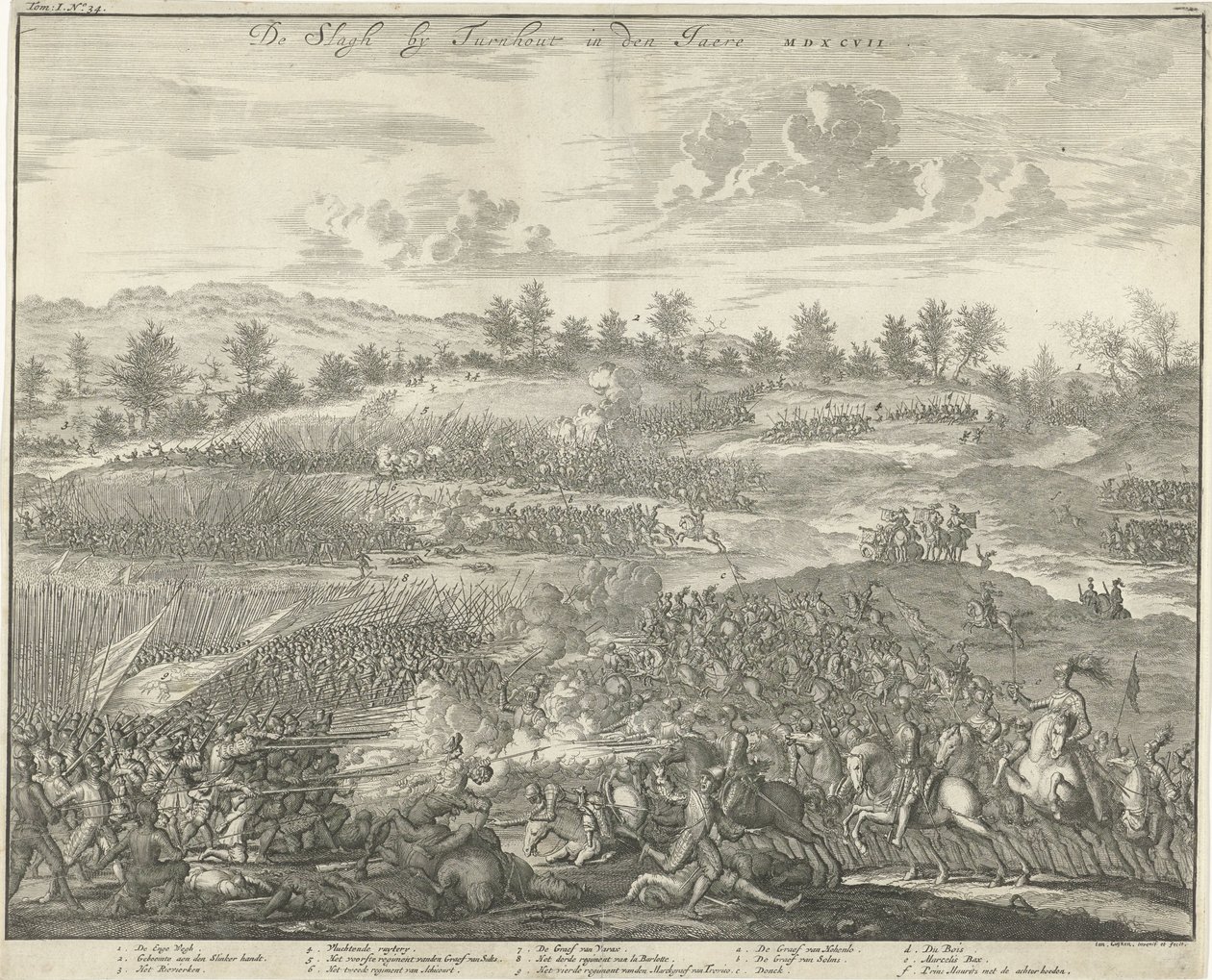 Slaget vid Turnhout, 1597 De Slagh av Turnhout i den Jaere MDXCVII (titel på objekt) av Jan Luyken