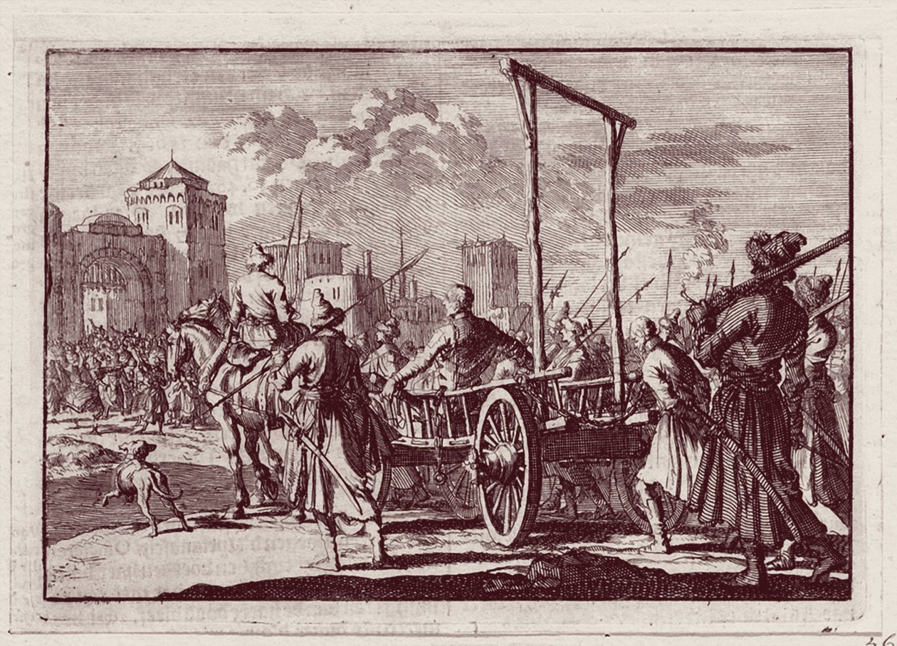 Stenka Razin före avrättningen i Moskva, 1698 av Jan Luyken