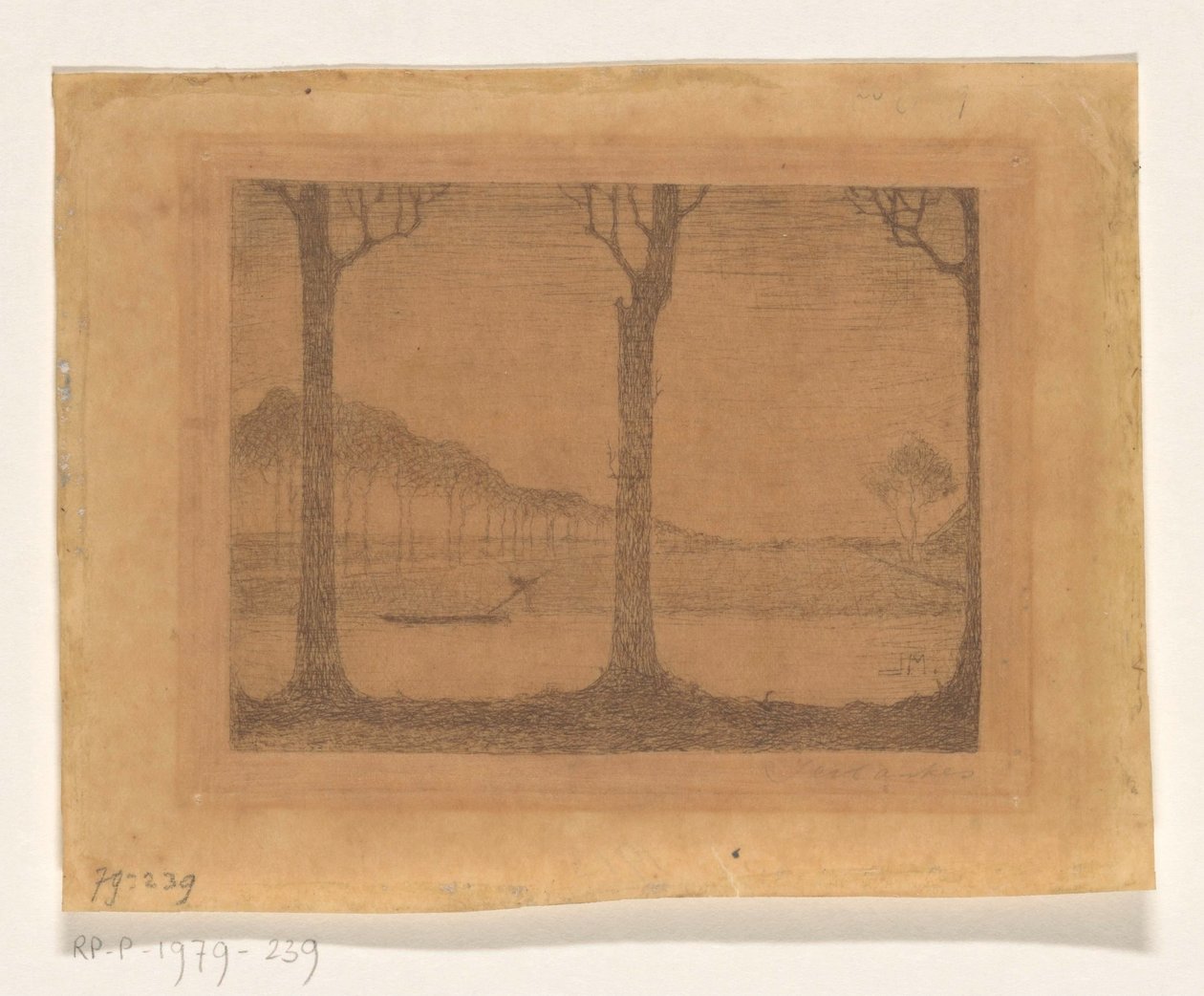 Träd längs kanalen vid Woudsterweg av Jan Mankes (signed by artist)