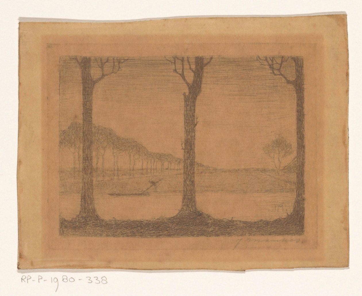 Träd längs kanalen vid Woudsterweg av Jan Mankes (signed by artist)