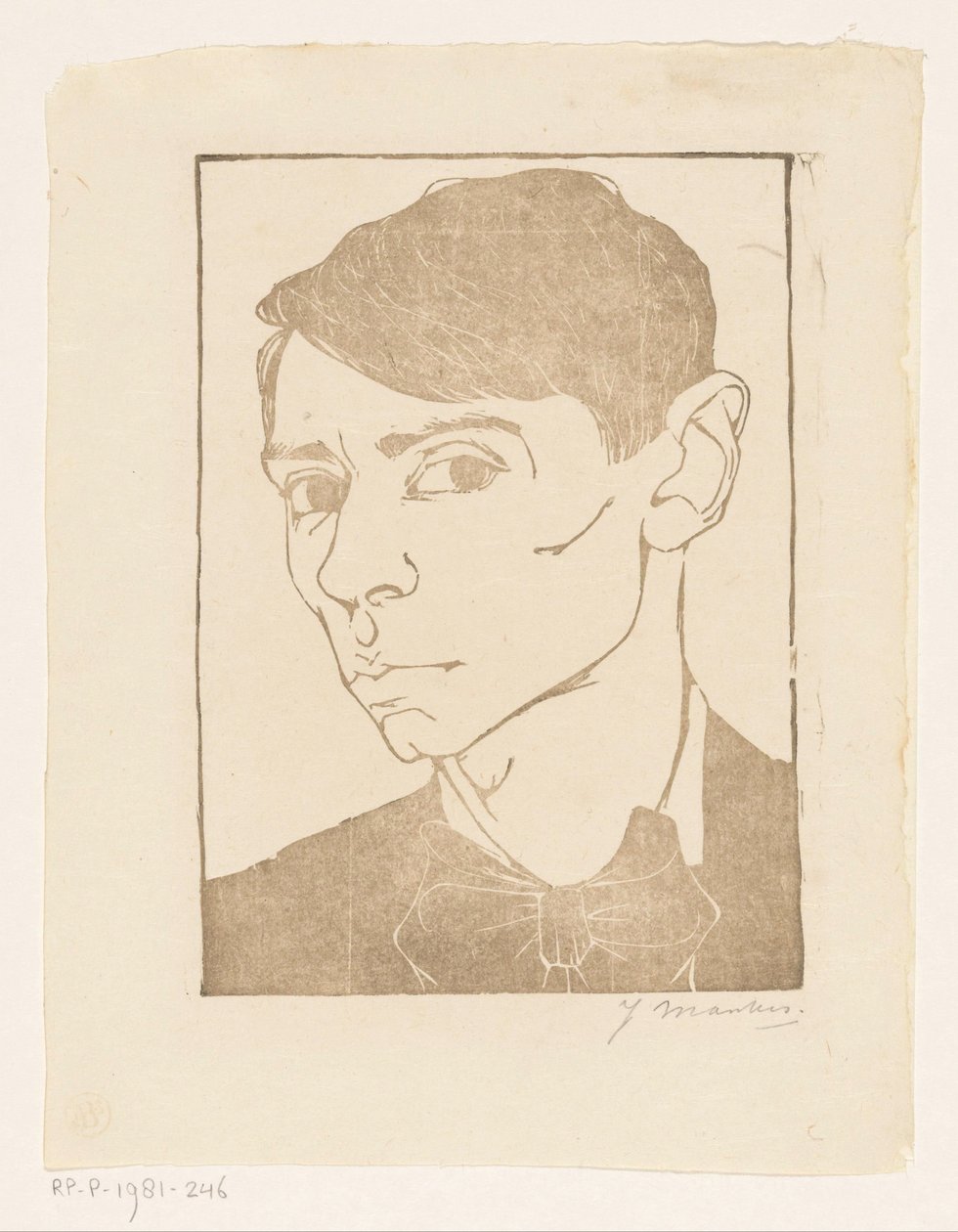Självporträtt med fluga av Jan Mankes (signed by artist)