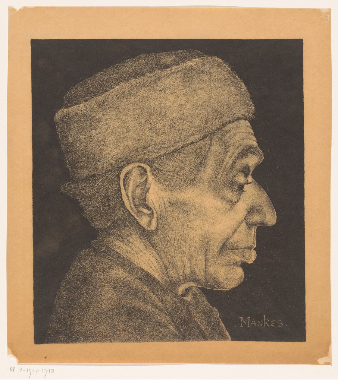 Porträtt av Douwe med hatt av Jan Mankes