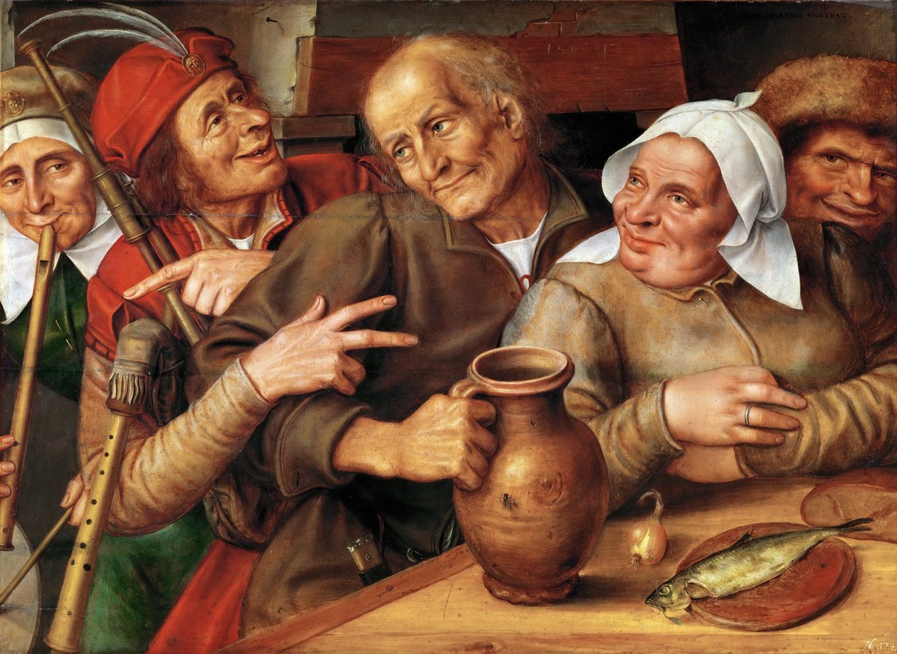 A Merry Company - A Merry Company, av Massys (Matsys), Jan (1510-1575). olja på trä av Jan Massys