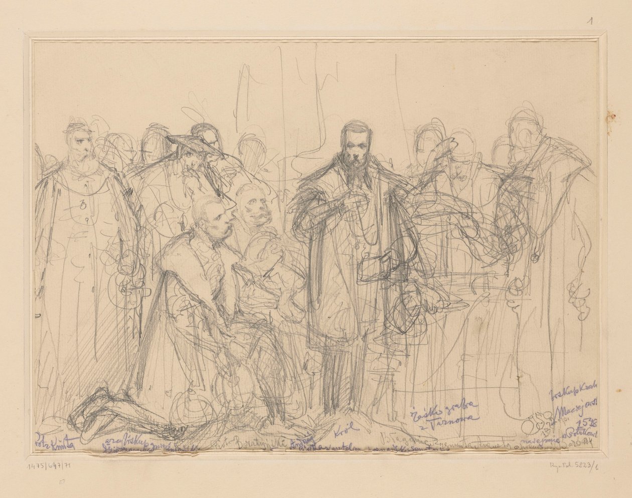 Zygmunt Augusts vädjan om att lämna Barbara, konceptskiss av Jan Matejko
