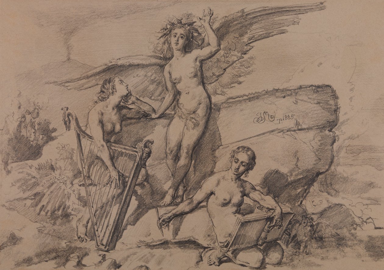Den mänskliga civilisationens historia - Poesi, musik och historia (målning 7) av Jan Matejko