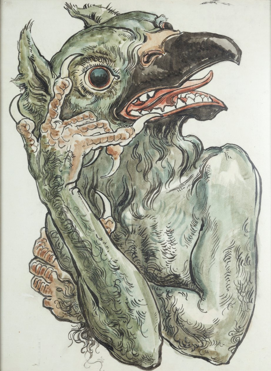 Kartong för polychromi i Mariakyrkan – Djävulen med fågelhuvud av Jan Matejko