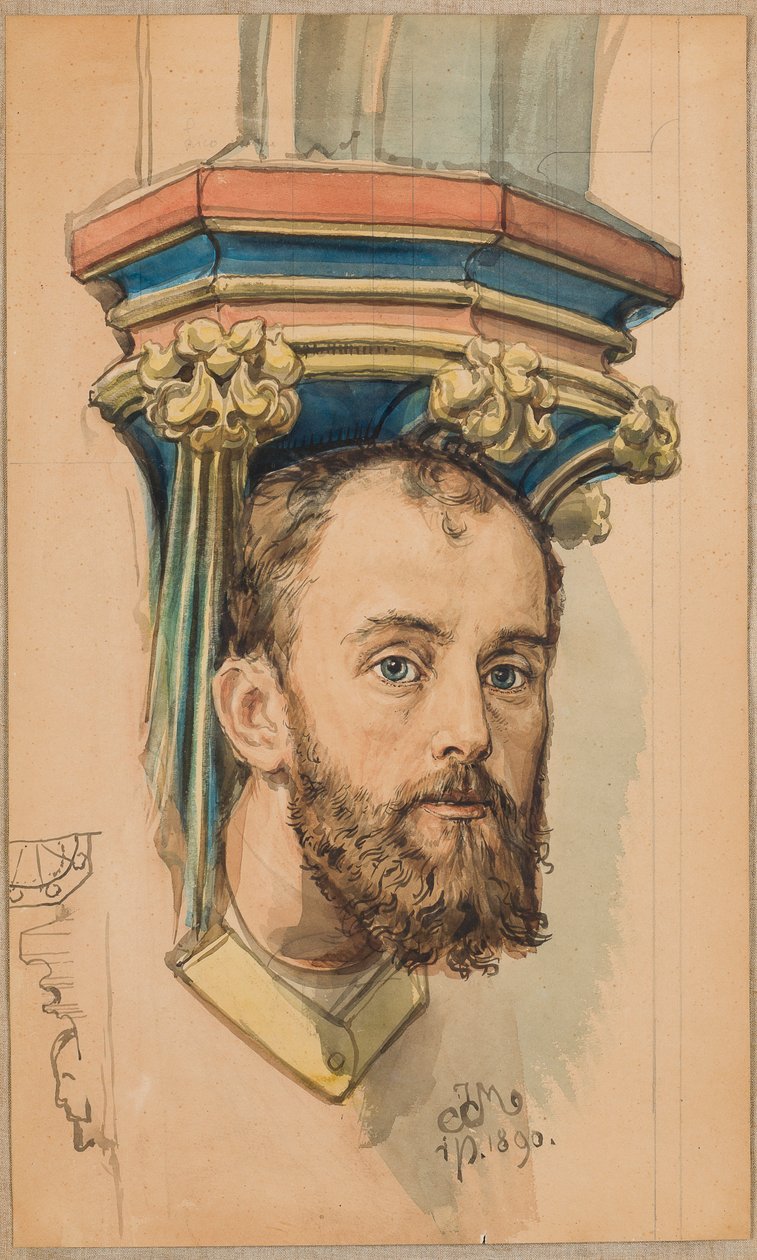Kartong för polychromi i Mariakyrkan – Konsol i form av ett manshuvud (porträtt av T. Stryjeński) av Jan Matejko