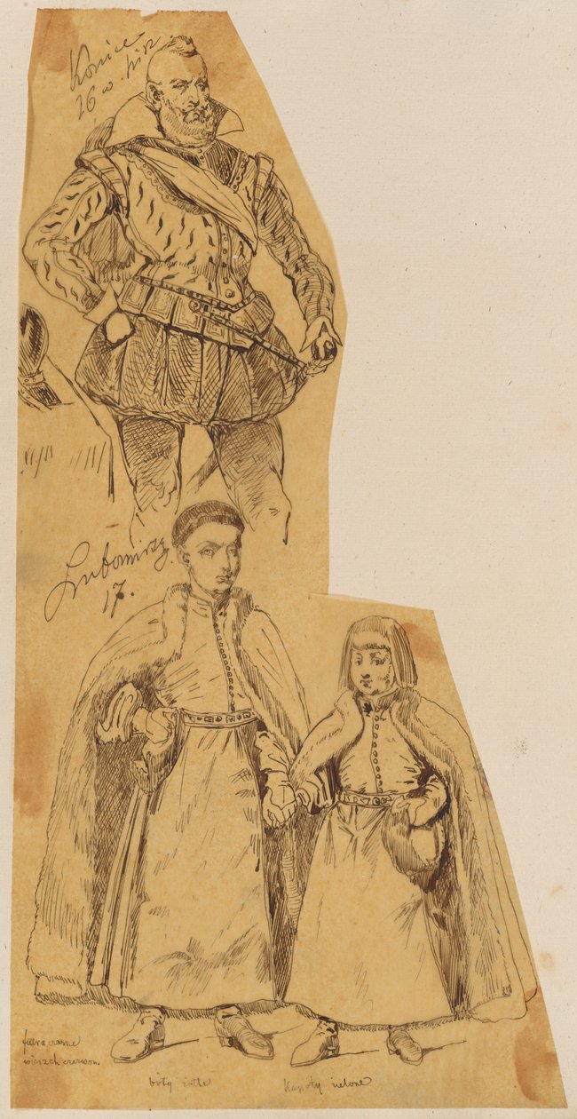 Skarbczyk. Lubomirscy – reifer Mann aus dem 16. Jh. und zwei stehende Jungen aus dem 17. Jh. av Jan Matejko
