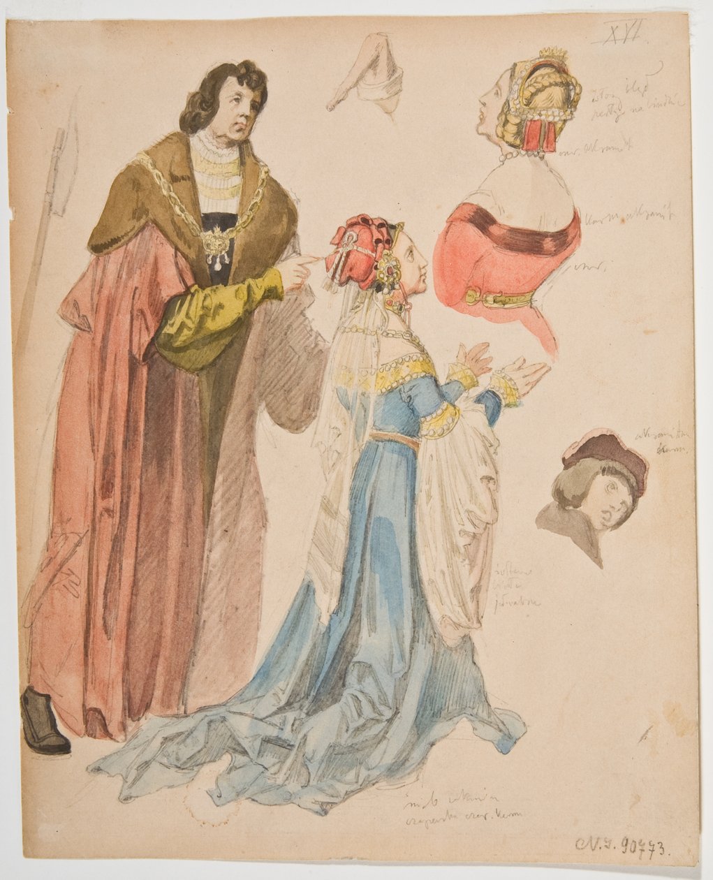 Studien von Figuren aus den Altarbildern von Hans Süß von Kulmbach av Jan Matejko