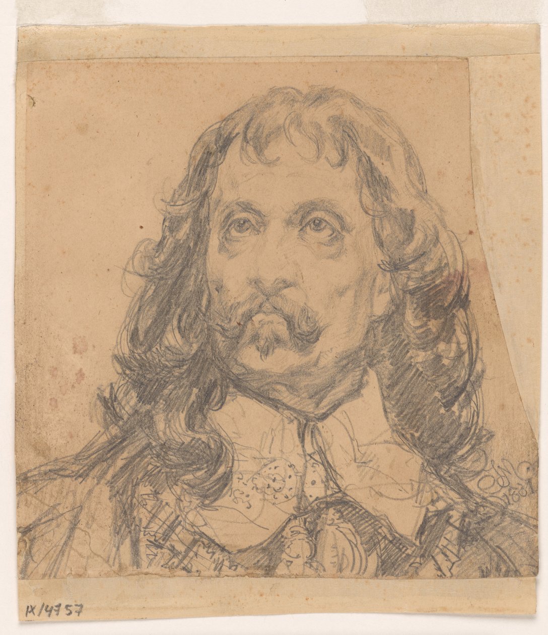 Porträttskiss av Jan Kazimierz huvud (troligen en skiss till en målning). av Jan Matejko