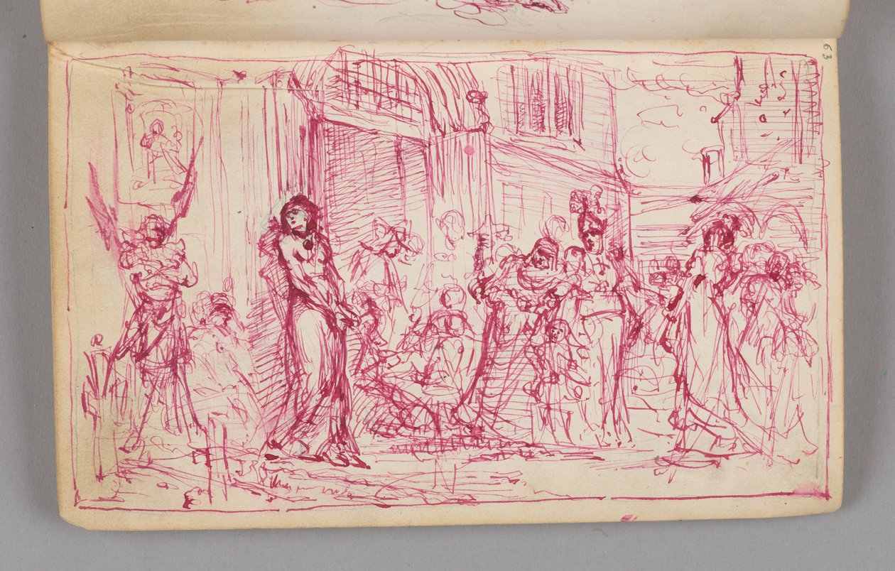 Skizzenbuch. Einseitige Zeichnung. Vorderseite: Kompositionsskizze einer unbekannten Szene ("Weihe der Dirne"?) av Jan Matejko