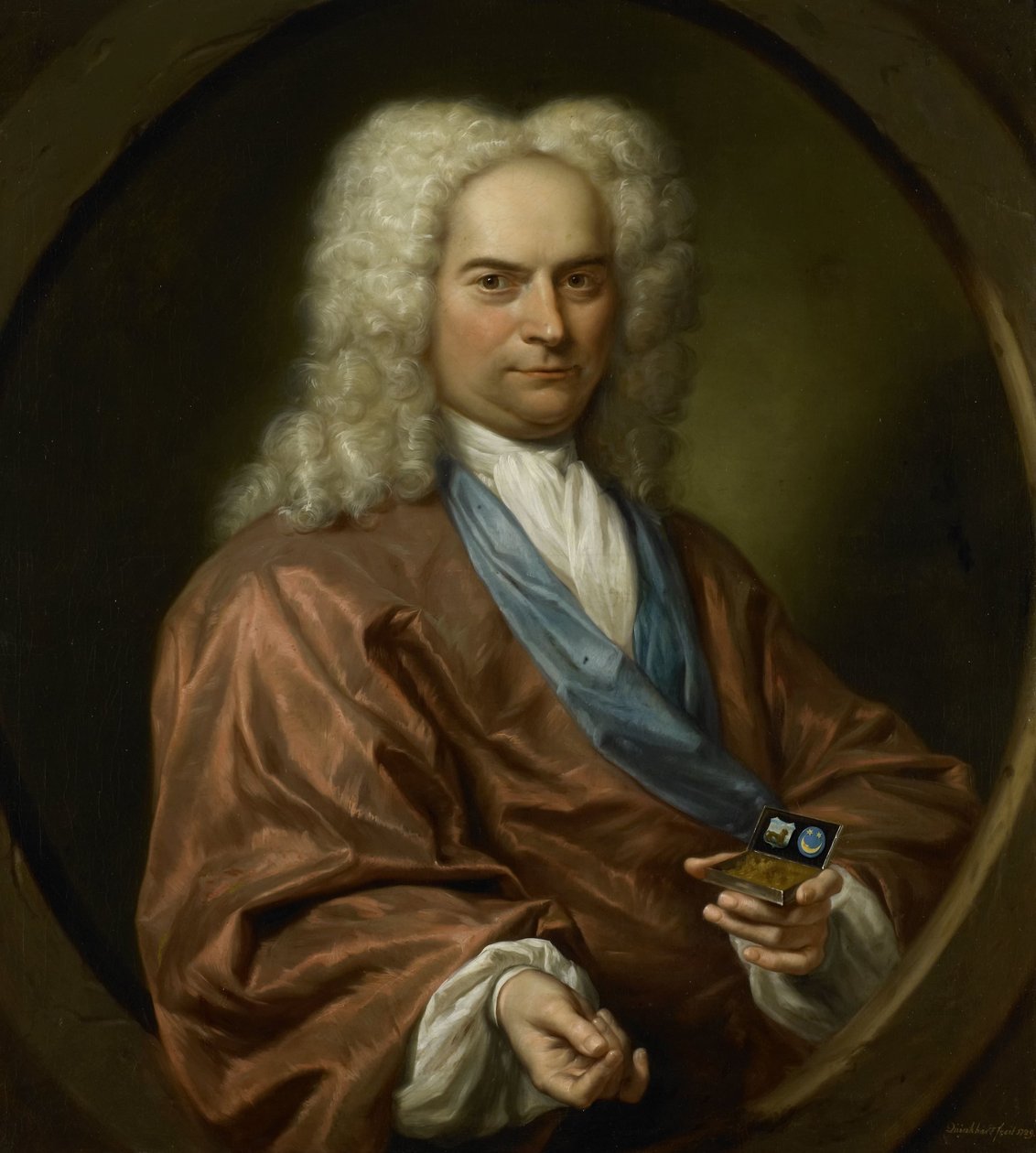 Porträtt av David Leeuw (1682-1755), Mennonite Draper av Jan Maurits Quinkhard