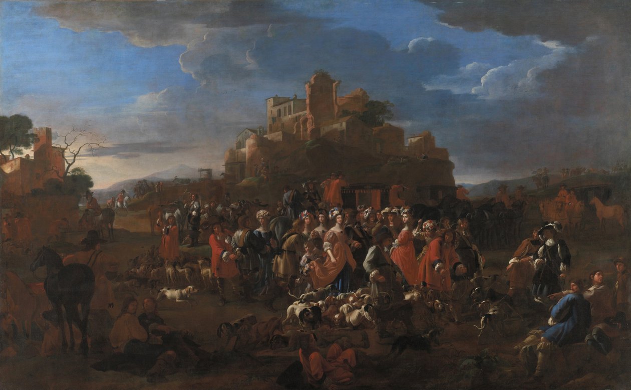 Charles Emmanuel II, hertig av Savojen och Françoise Madeleine dOrléans med kungligt hov av Jan Miel