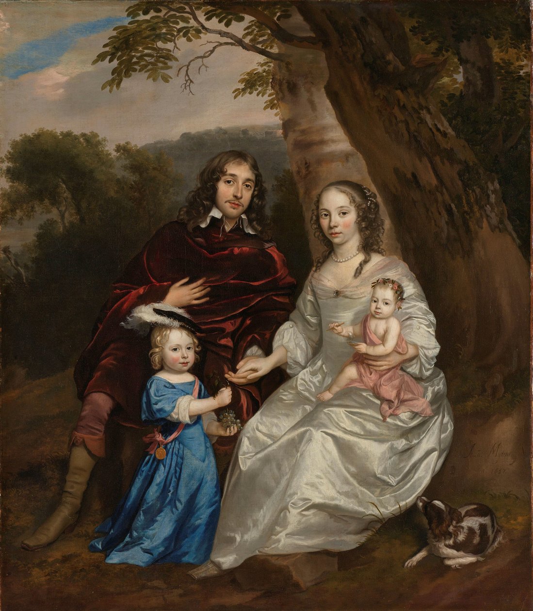 Govert van Slingelandt (1623-90), Lord of Dubbeldam. Med sin första fru Christina van Beveren och deras två söner av Jan Mijtens