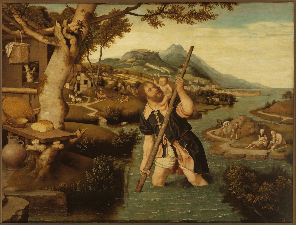 Landskap med Saint Christopher, första hälften av 1500-talet.. av Jan Mostaert