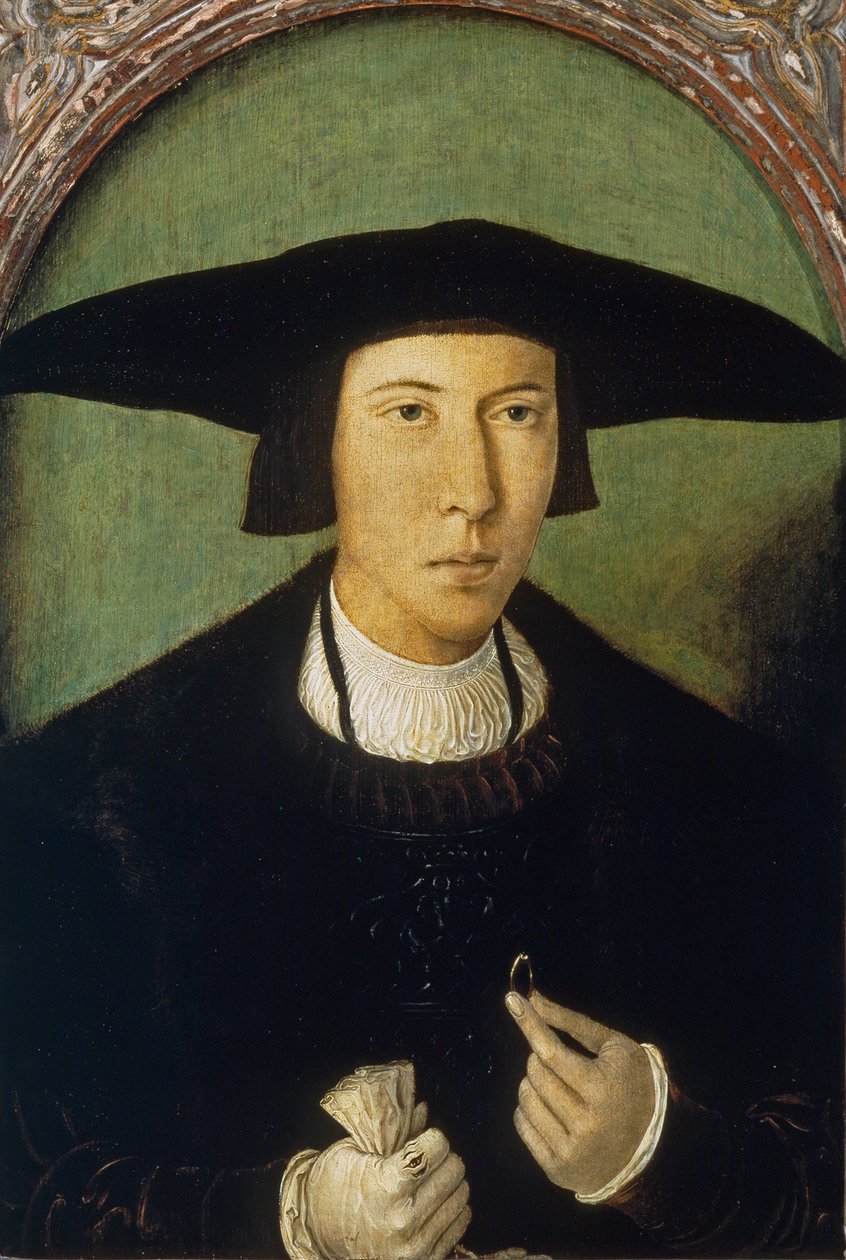 ""Porträtt av en ung man"" (Porträtt av en ung man) Målning av Jan Mostaert (1472/73-1555/56) ca 1520 Dim 53x37 cm Museo del Prado, Madrid av Jan Mostaert