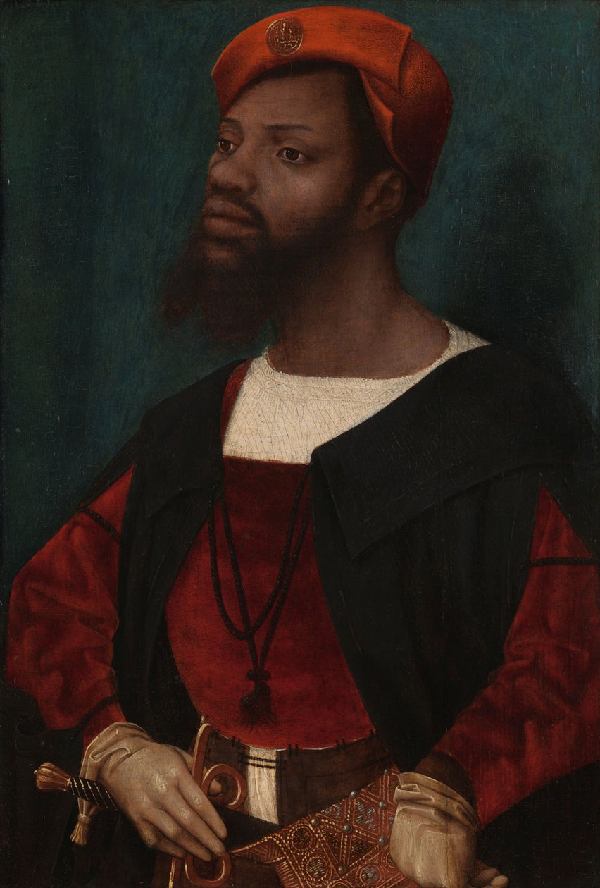 Porträtt av en afrikansk man, ca. 1525-30 (olja på panel) av Jan Mostaert