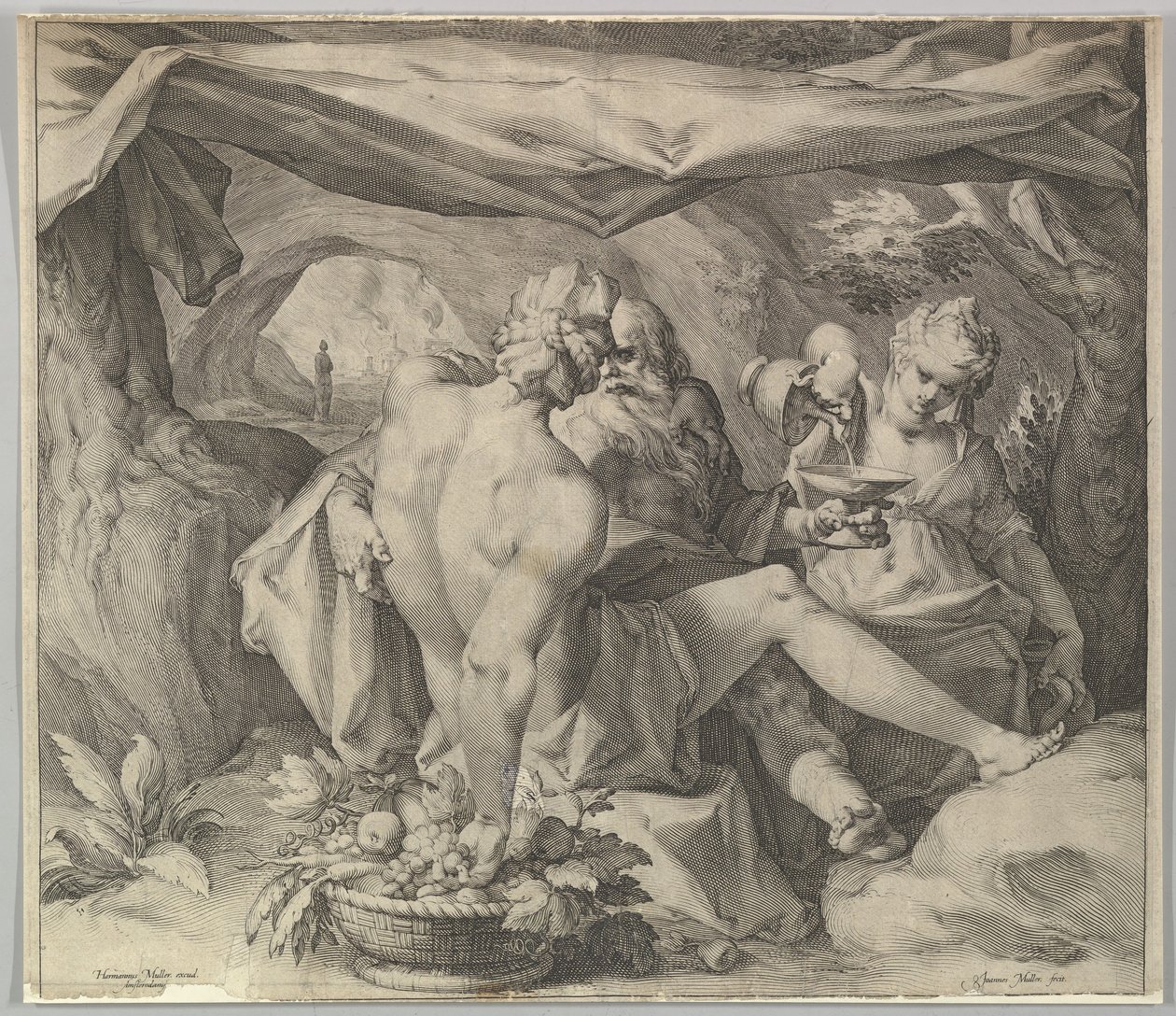 Lot och hans döttrar, ca. 1630. av Jan Muller