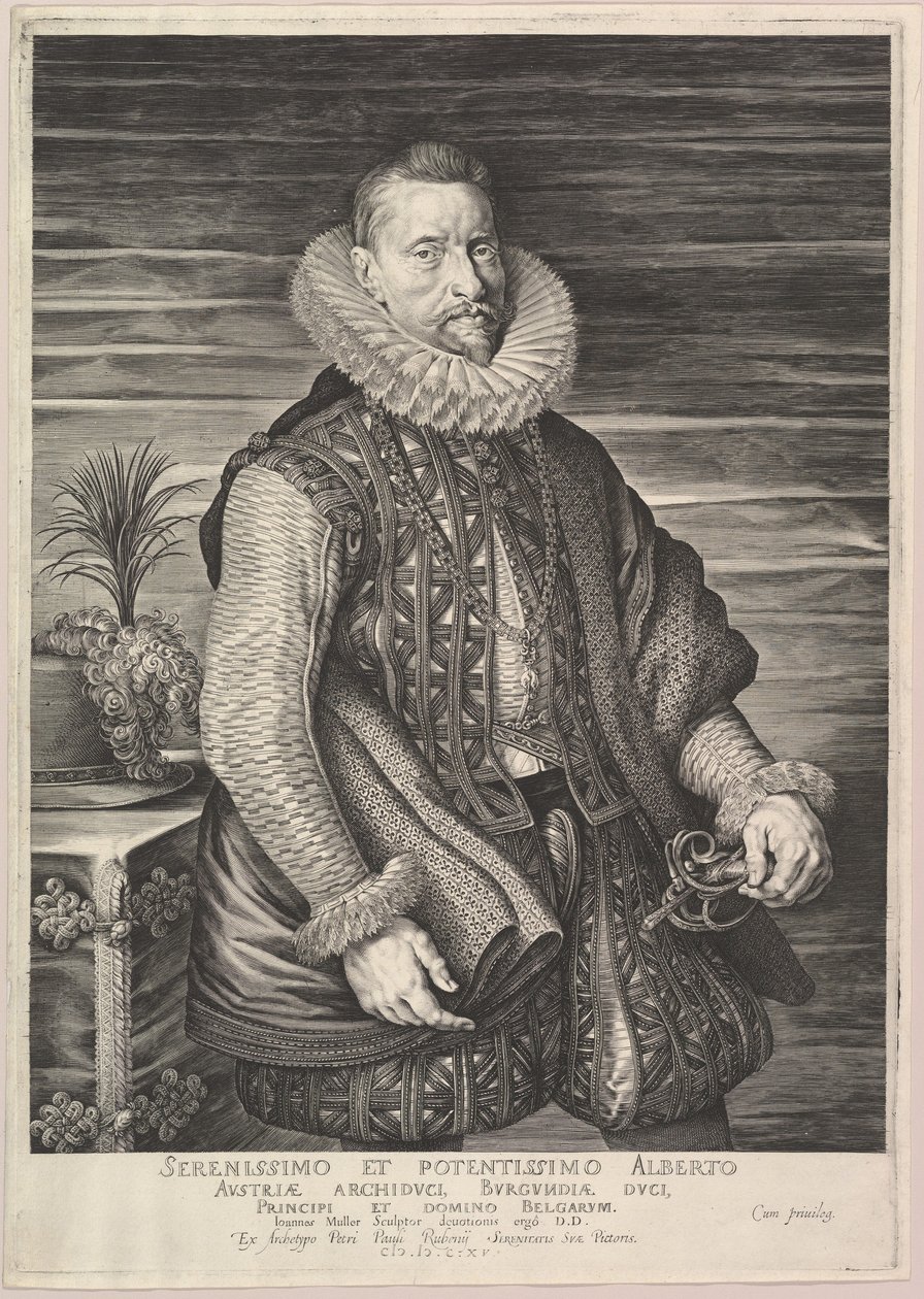 Porträtt av Albert, ärkehertig av Österrike, suverän av södra Nederländerna, 1615. av Jan Muller