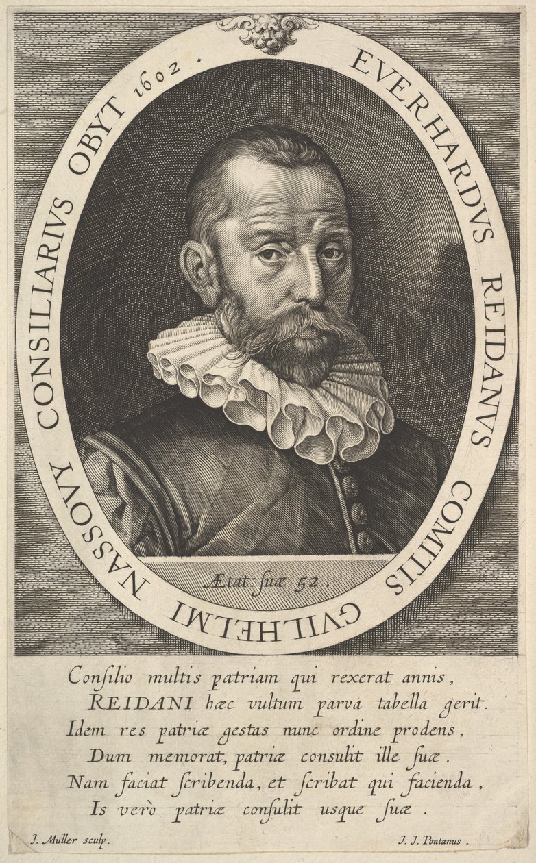 Porträtt av Everhard van Reyd, rådman av William, Prince of Orange, 1602. av Jan Muller