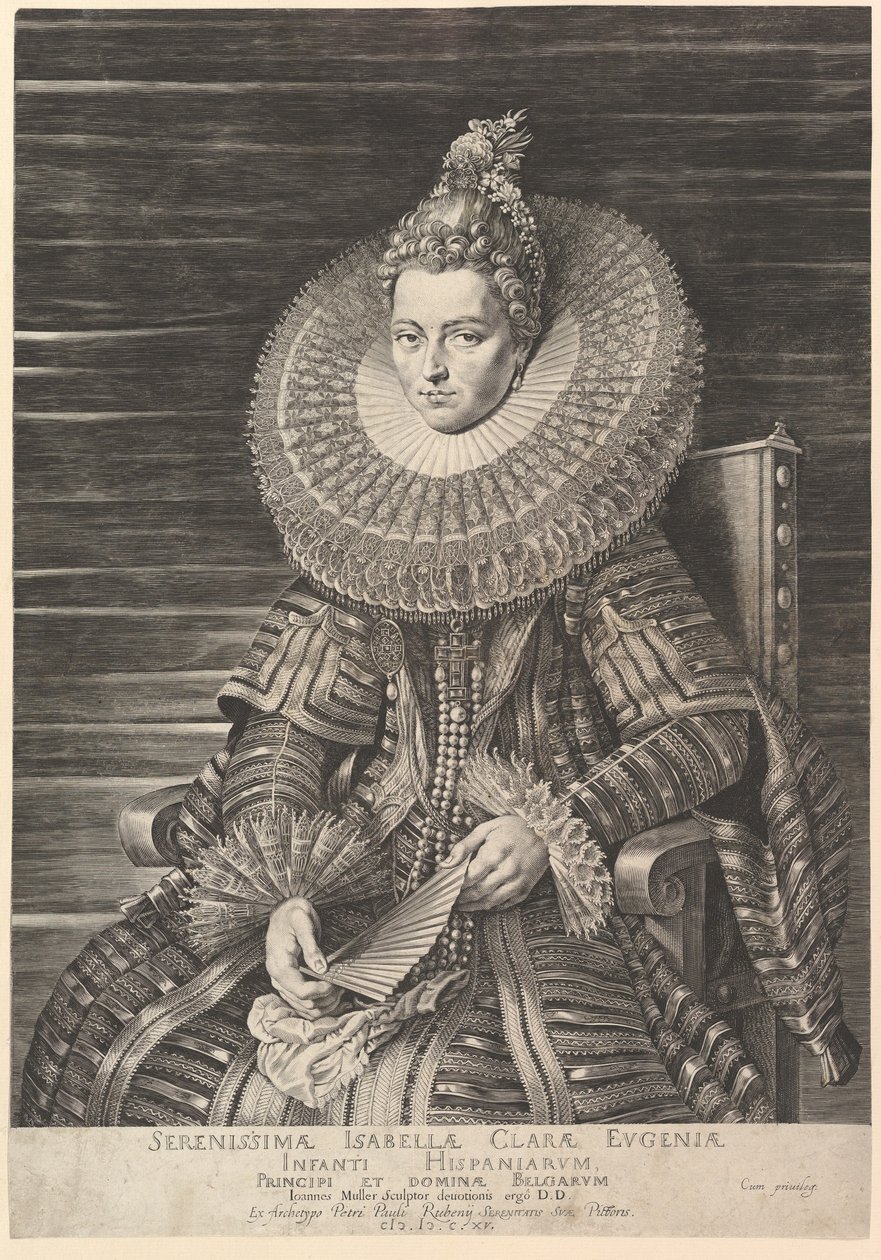 Porträtt av Isabella Clara Eugenia, guvernant i södra Nederländerna, 1615. av Jan Muller