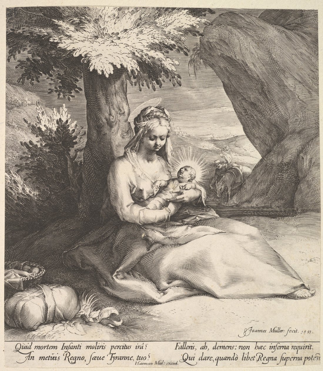 Vila på flykten till Egypten, ca. 1613. av Jan Muller