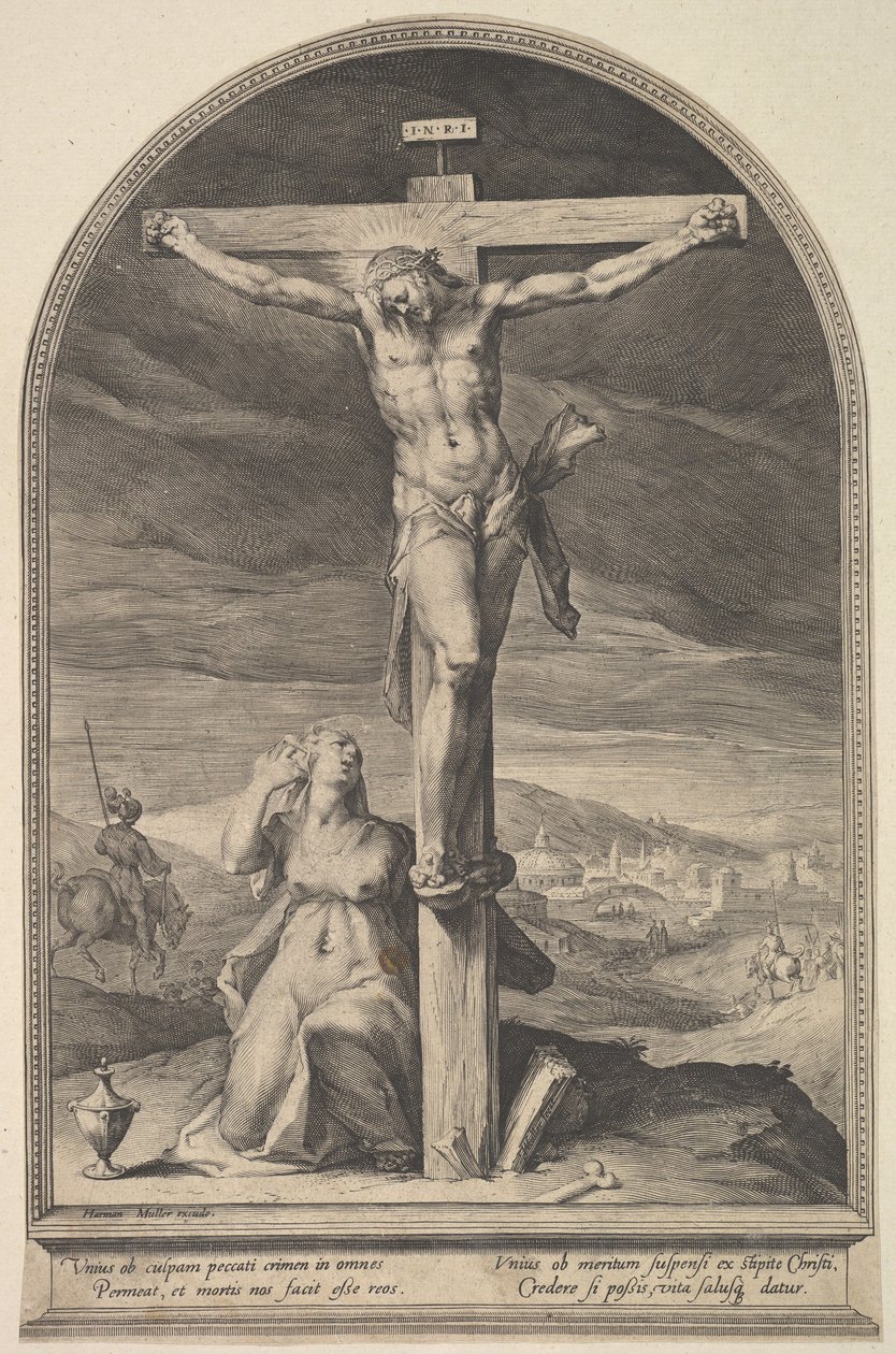 St. Maria Magdalena vid foten av korset, ca. 1612. av Jan Muller