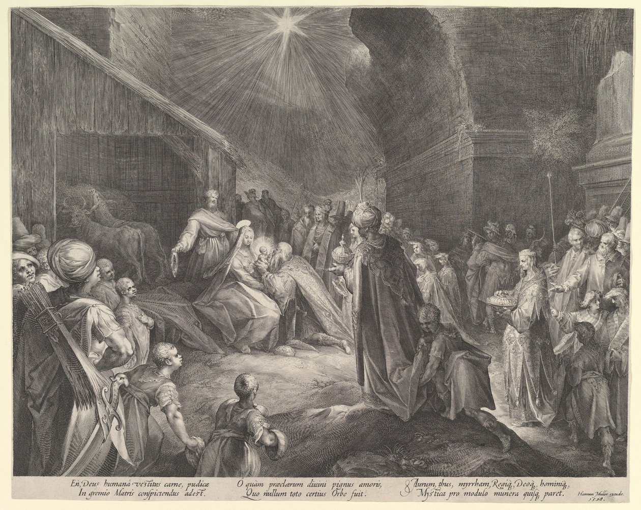 Tillbedjan av Magi, ca. 1626. av Jan Muller