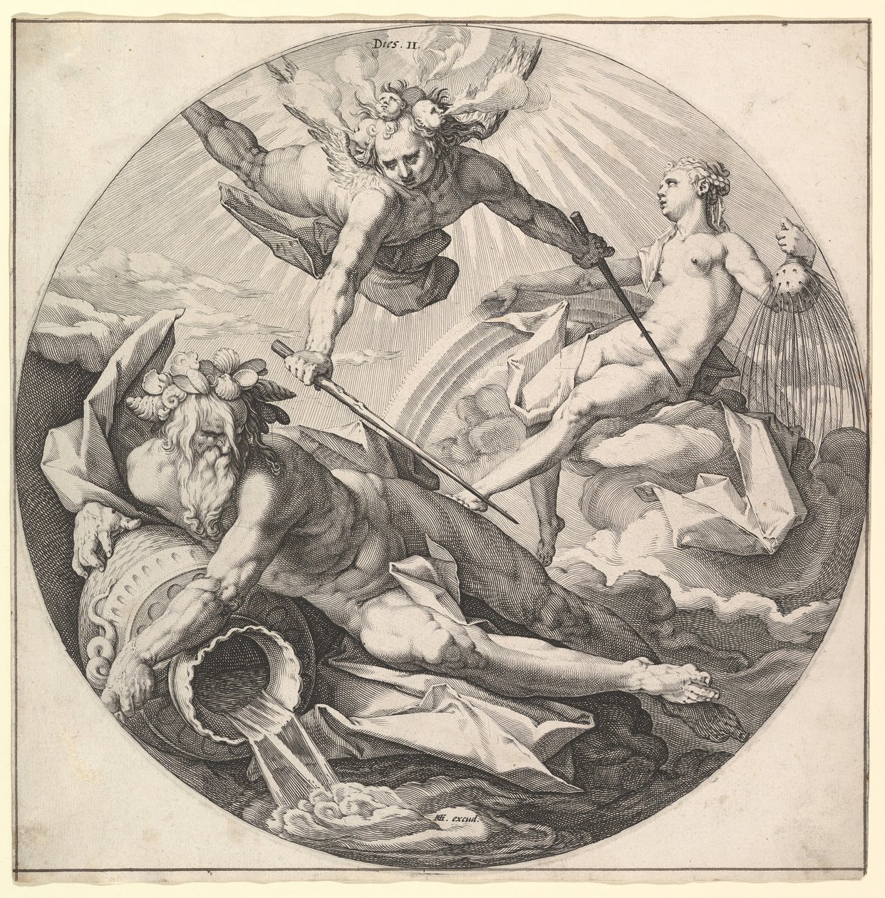 The Second Day Dies II, från serien The Creation of the World, ca. 1594. av Jan Muller