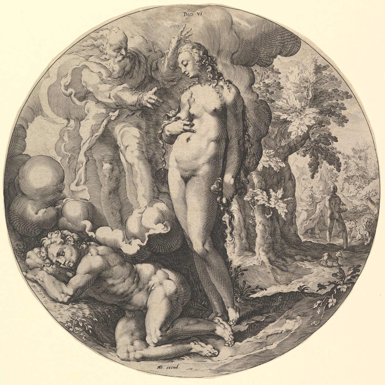 The Sixth Day Dies VI, från serien The Creation of the World, ca. 1598. av Jan Muller