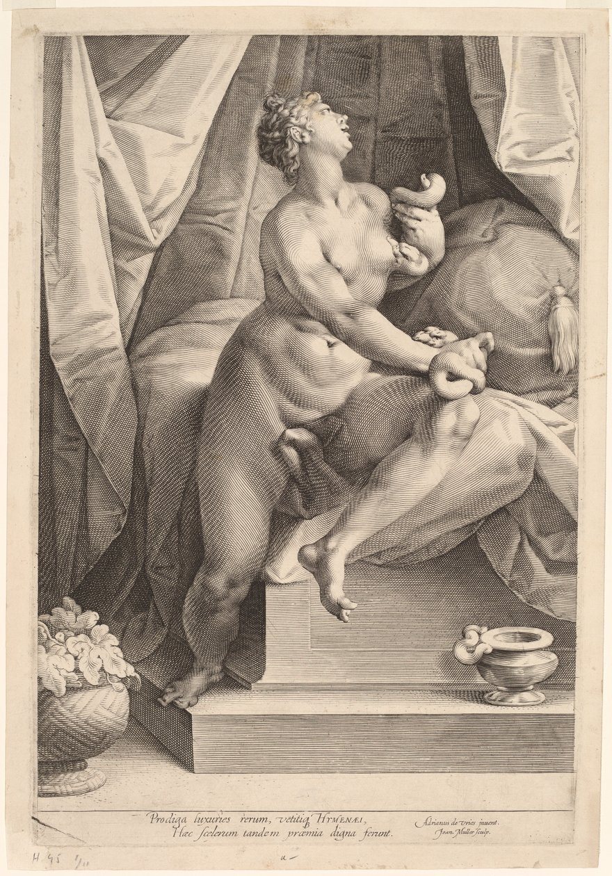 Cleopatra av Jan Muller, after Adriaen de Vries
