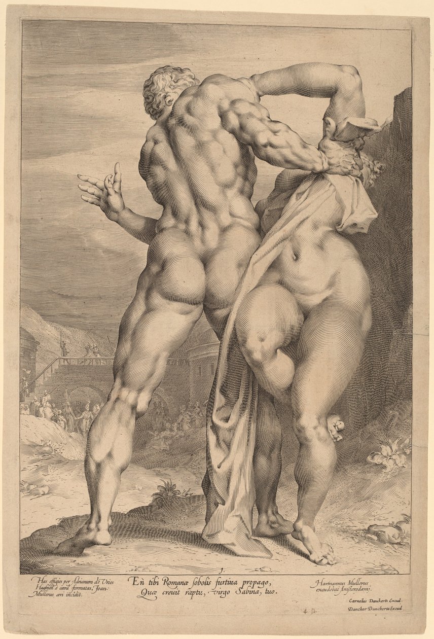 The Rape of a Sabine Woman (Utsikt bakifrån) av Jan Muller, after Adriaen de Vries