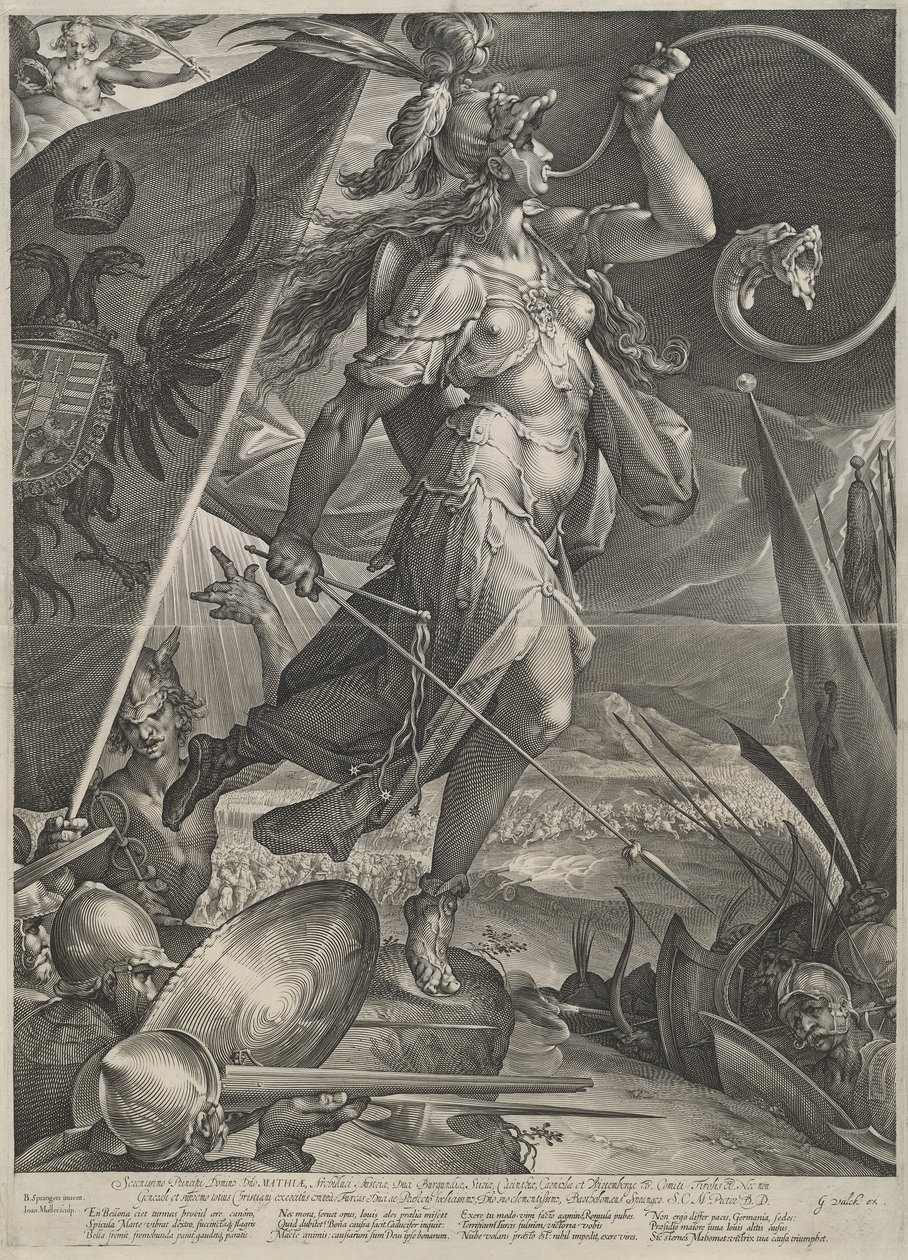 Bellona leder de kejserliga arméerna mot turkarna av Jan Muller after Bartholomaeus Spranger