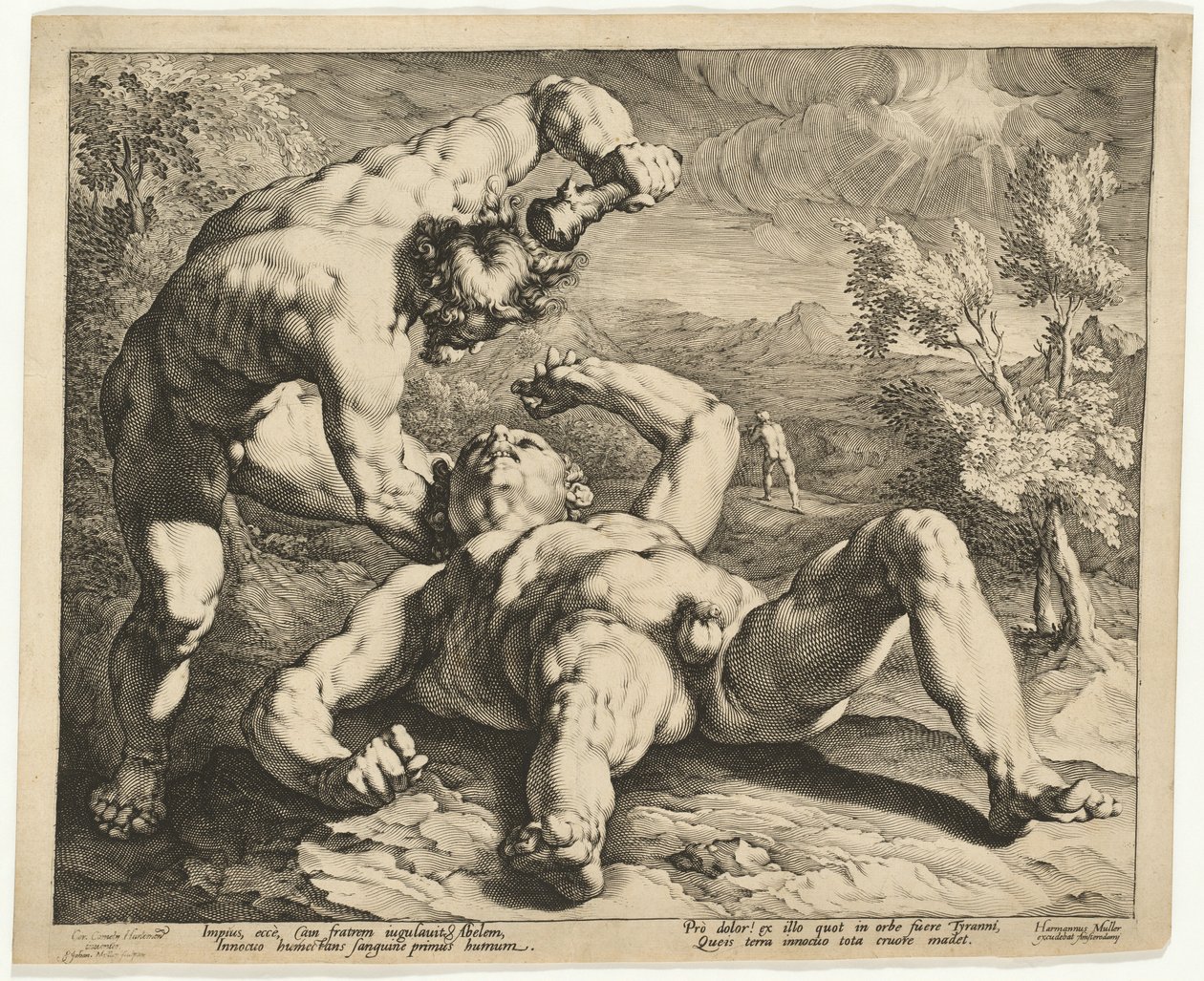 Kain dödar Abel av Jan Muller, after Cornelis Cornelisz van Haarlem